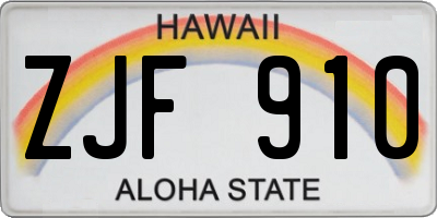 HI license plate ZJF910