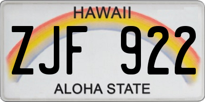 HI license plate ZJF922
