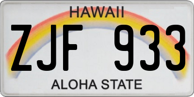 HI license plate ZJF933