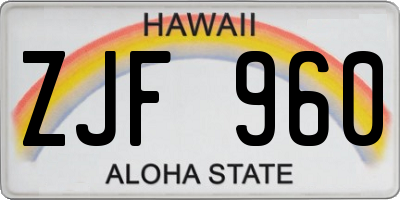 HI license plate ZJF960