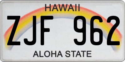 HI license plate ZJF962