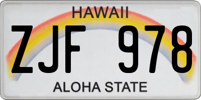 HI license plate ZJF978