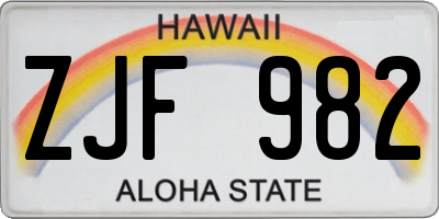 HI license plate ZJF982