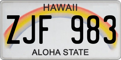 HI license plate ZJF983