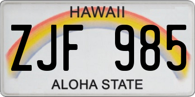 HI license plate ZJF985