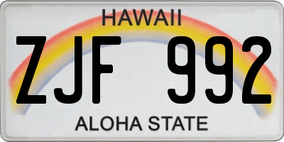 HI license plate ZJF992