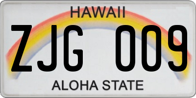 HI license plate ZJG009