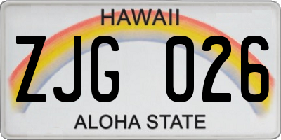HI license plate ZJG026