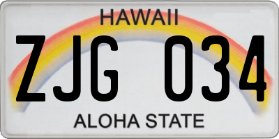 HI license plate ZJG034