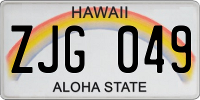 HI license plate ZJG049