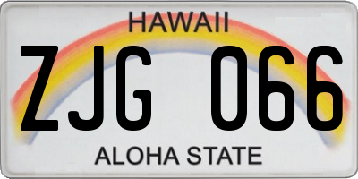 HI license plate ZJG066