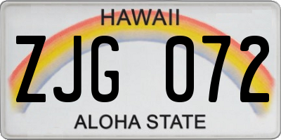 HI license plate ZJG072