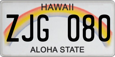 HI license plate ZJG080
