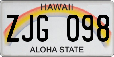 HI license plate ZJG098