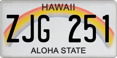 HI license plate ZJG251