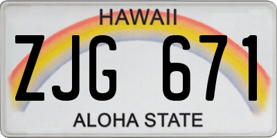 HI license plate ZJG671