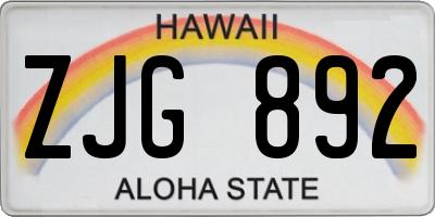 HI license plate ZJG892