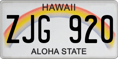 HI license plate ZJG920