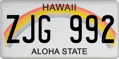 HI license plate ZJG992