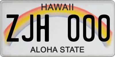 HI license plate ZJH000