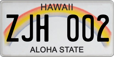 HI license plate ZJH002