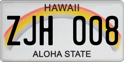 HI license plate ZJH008
