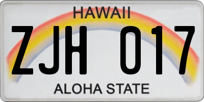 HI license plate ZJH017
