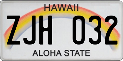 HI license plate ZJH032
