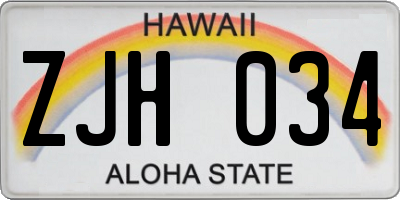 HI license plate ZJH034