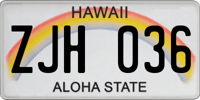 HI license plate ZJH036