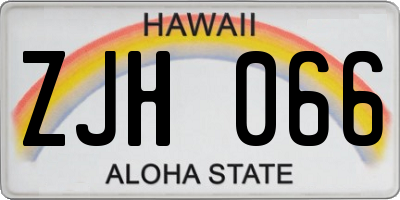 HI license plate ZJH066