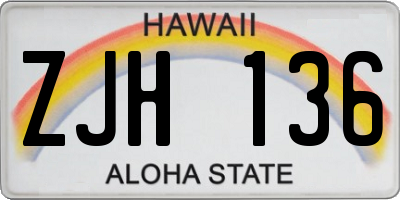 HI license plate ZJH136