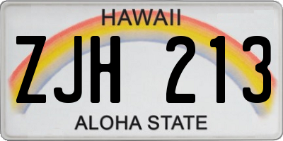 HI license plate ZJH213