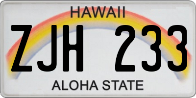 HI license plate ZJH233