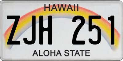 HI license plate ZJH251