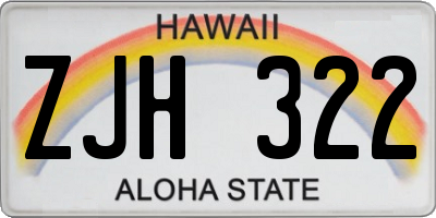 HI license plate ZJH322