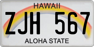 HI license plate ZJH567