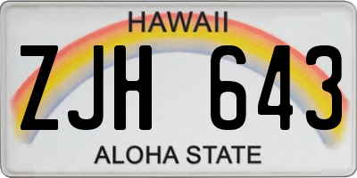 HI license plate ZJH643