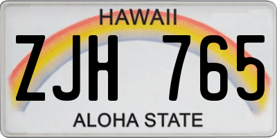HI license plate ZJH765