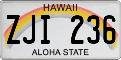 HI license plate ZJI236