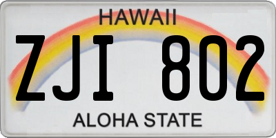 HI license plate ZJI802