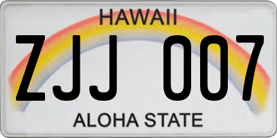 HI license plate ZJJ007