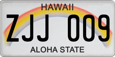 HI license plate ZJJ009