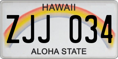 HI license plate ZJJ034