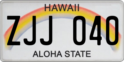 HI license plate ZJJ040