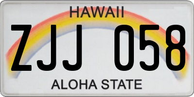 HI license plate ZJJ058