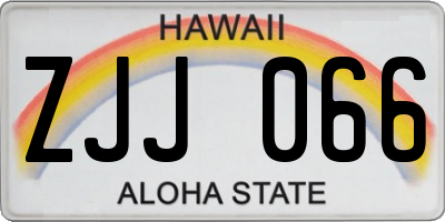 HI license plate ZJJ066