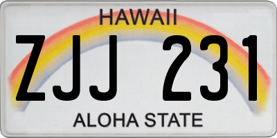 HI license plate ZJJ231