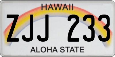 HI license plate ZJJ233