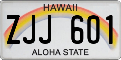 HI license plate ZJJ601